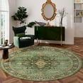 thumbnail image 3 of Boho Vintage Round Rug ft- Faux Wool Dreely Washable Area Rug Small Distressed Throw Rugs Floor Carpet for Door Mat Entryway Bedrooms Laundry (Round - ; Diameter Border ), 3 of 6