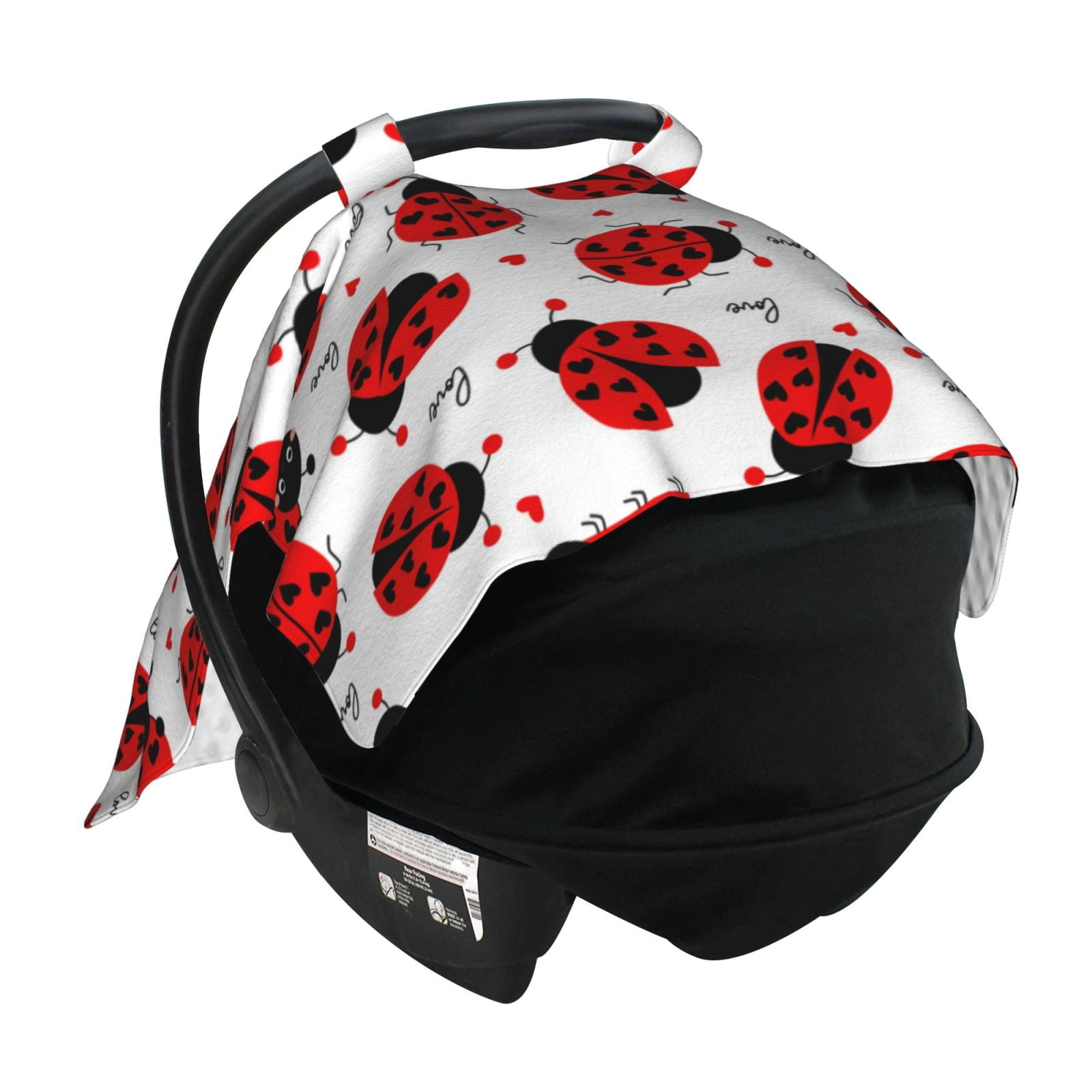 Car Seat Cover Baby - Ladybug And Heart Breathable Infant Car Seat Cover for Baby Carseat, Lightweight Comfort Baby Essentials Must Haves Newborn Stuff for Girl Boy