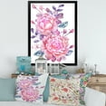 thumbnail image 3 of Designart 'Pink Retro Flowers With Blue Leaves On White' Traditional Framed Art Print, 3 of 4