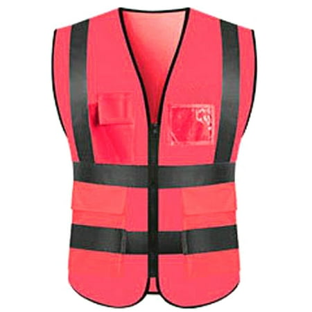 

Shakub Hi Vis Viz Jacket Vest High Visibility Reflective Safety Work Zip Up Security Waistcoats Unisex