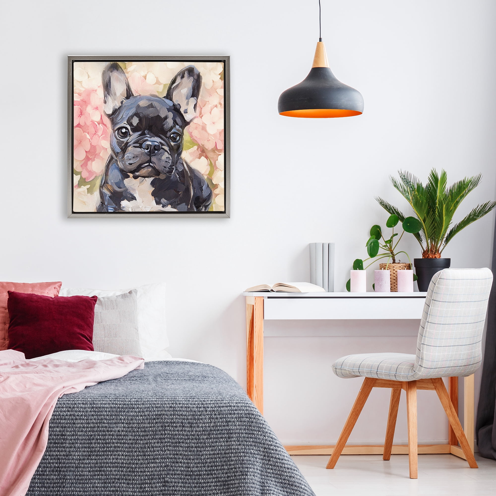 Stupell Industries Sweetest Little Bulldog Gray Framed Floater Canvas Wall Art, design by Tina LeCour