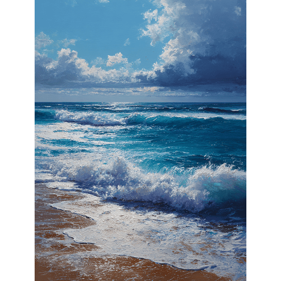 UXIEQU Ocean Wave Canvas Wall Art Print 15.75x11.81 Inches