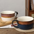 thumbnail image 3 of Farcauo White & Brown Oversized Coffee Mug 24 OZ Soup Mug Large Porcelain Soup Bowls with Handles XXL Cereal 700 ML Ceramic Large Coffee Tea Cup, 3 of 7