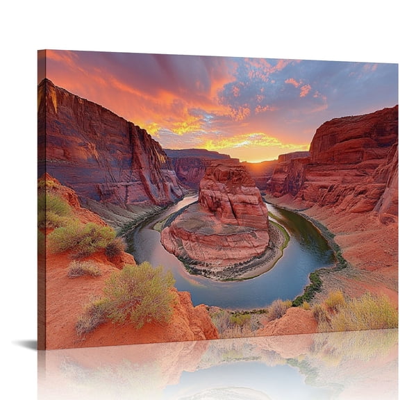 Sunset Canvas Art Print, Unframed 20x16 inches Nature Wall Art
