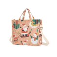 thumbnail image 7 of FORMRS Womens Corduroy Tote Bag Crossbody Shoulder Handbag with Pocket, Pink Christmas Santa, 7 of 7