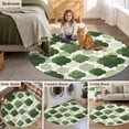 thumbnail image 6 of 6ft Washable Round Rug, Sage Green Moroccan Non-Slip Circle Area Rug for Living Room Bedroom, Abstract Gradient Gold Green Geometric Indoor Floor Mat for Home Decor, 6 of 9