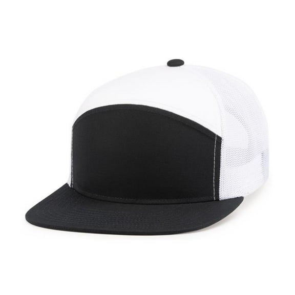 Pacific Headwear P787.122.OS 6-Panel Arch Trucker Snapback Cap, Navy & White - One Size