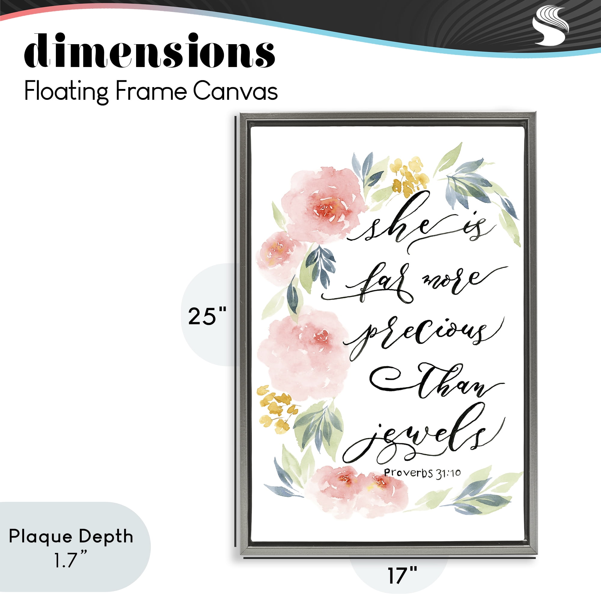 Stupell Industries Far More Precious Than Jewels Gray Framed Floater Canvas Wall Art, design by Lucille Price