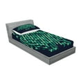 thumbnail image 2 of Ambesonne Geometric Fitted Sheet & Pillow Sham Set, Ombre Maze Lines, Twinxl, Green and Blue, 2 of 2