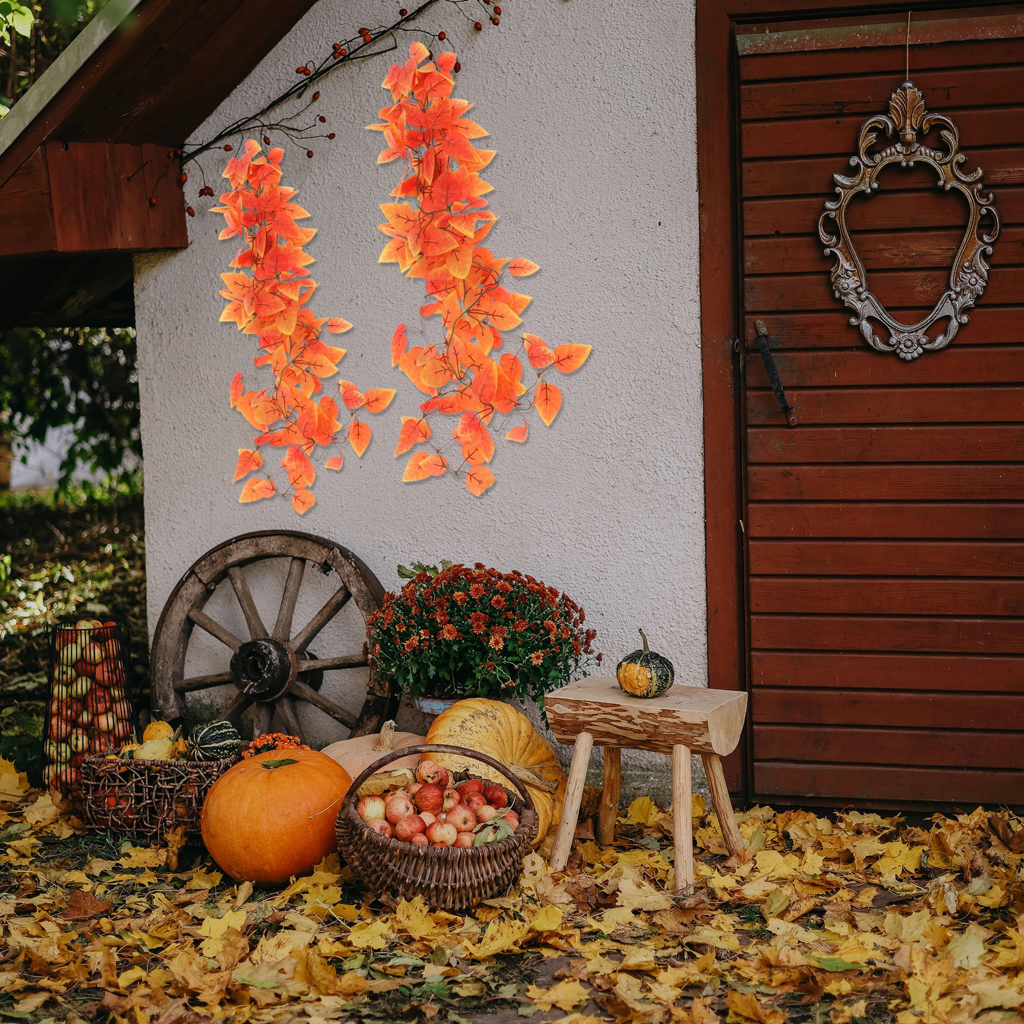 Unique Bargains 2pcs Fake Autumn Plants 41.34" Faux Autumn Leaves