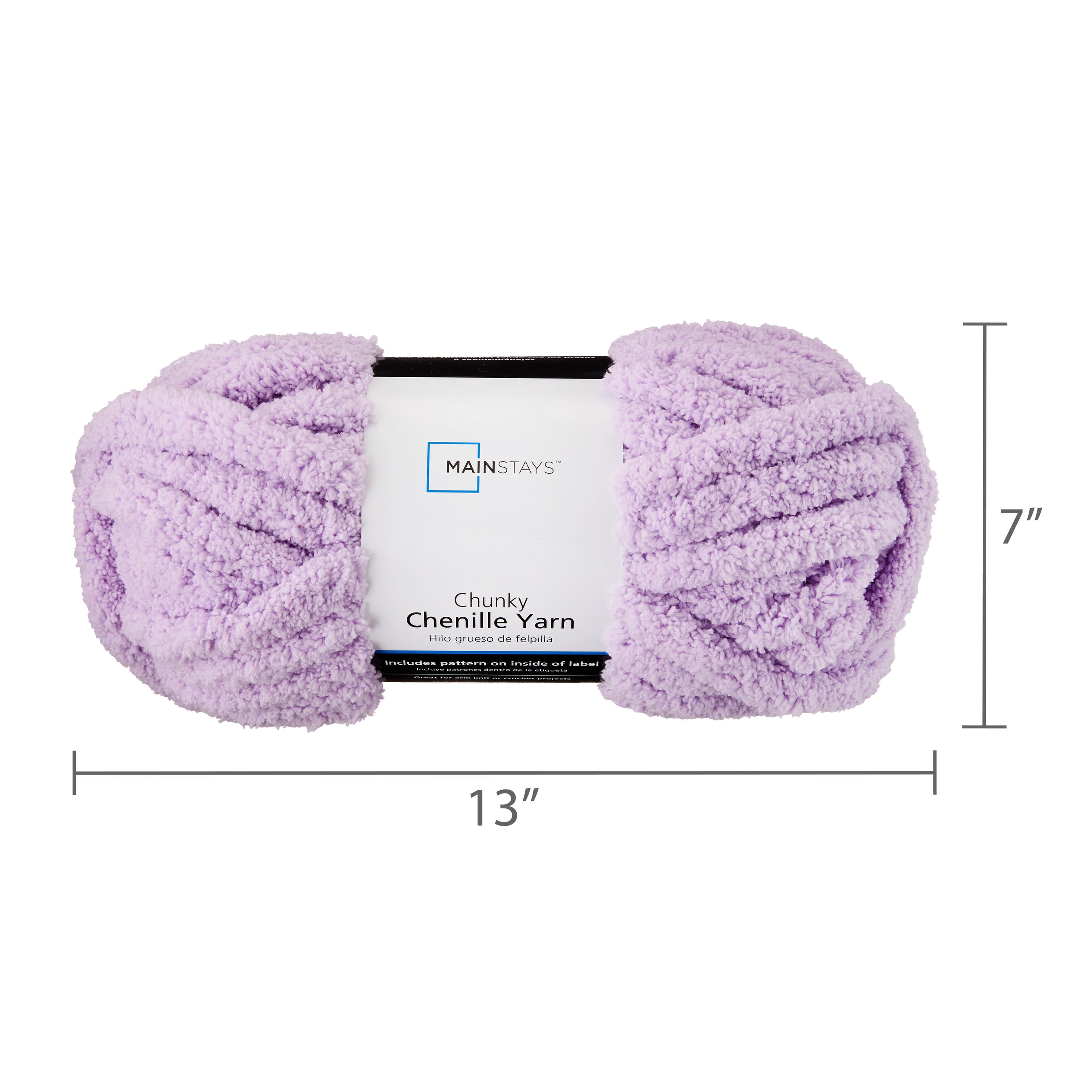 Mainstays Chunky Chenille Yarn, 31.7 yd, Lilac, 100% Polyester, Super Bulky, Pack of 4