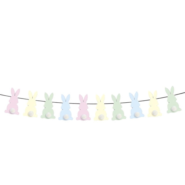 Hanging Easter Decorations Paper Cutout Banner with 10 Multicolor Sheets for Indoor Holiday Party Decoration
