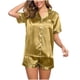 thumbnail image 5 of Conjunto de pijama de seda para mujer: top de satén con botones y pantalones cortos, ropa de estar por casa suave, ideal para las noches de verano y para relajarse de forma informal., 5 of 7