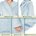 thumbnail image 4 of PAVILIA Light Blue Women Robe with Hood, Fleece Lightweight Soft Long Hooded Robe for Women, Plush Fuzzy Cozy Warm Bathrobe Shower Spa House, S/M, 4 of 9
