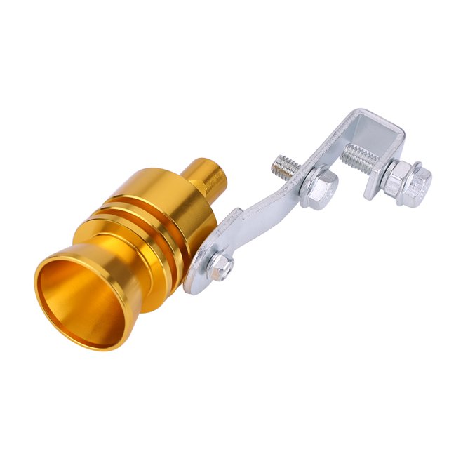 BOROCO Turbo Sound Simulator Silbato, Universal Aluminio Turbo Sound Escape Silenciador Silenciador Auto Vehículo Sonido Escape Silbato Silenciador Auto Válvula de soplado Simulador(L-oro)