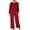 A0305-Red, variant on CALAFEBILA Two Piece Pajamas for Women Silk Crew Neck Pajama Sleepshirt Tops Loose and Pants Homewear