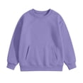 thumbnail image 4 of Chiccall Casual Girls Crew Neck Sweatshirt Plain Tone Soft Comfortable Daily Walking Shopping Vacation Cute Pullover Sweatshirt for Kids, 4 of 5