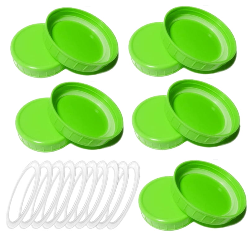 10Pcs Colored Plastic Mason Jar Lids Recyclable Storage Caps with