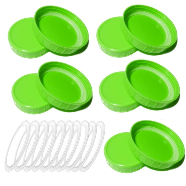 10Pcs Colored Plastic Mason Jar Lids Recyclable Storage Caps with