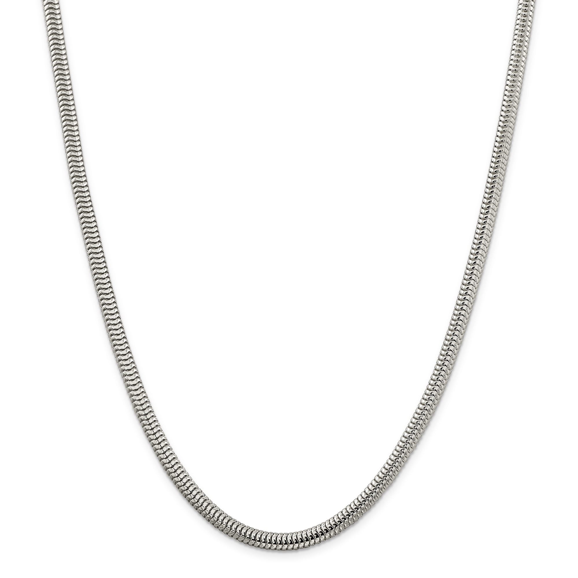 925 Sterling Silver 5mm Round Snake Chain Necklace 18 Inch Pendant