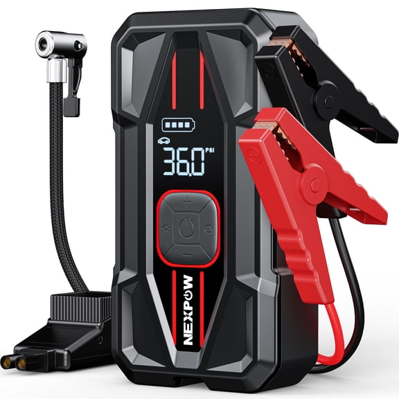 NEXPOW 3000A Jump Starter with Air Compressor, 150 PSI Digital Tire Inflator, 16000mAh PD 30W Fast Charge, 12V Battery Booster Power Bank for 8.5L Gas/6.5L Diesel