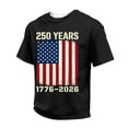 thumbnail image 2 of LNZGNM Men's Graphic T-Shirts American Flag 1776-2026 Short Sleeve T-Shirt Star Stripes Graphic Crewneck Shirt Fashion Memorial Day Tee Shirts,Black XL, 2 of 4