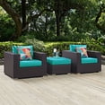 thumbnail image 1 of Modway Convene Wicker Rattan 3-Piece Outdoor Patio Furniture Set in Espresso Turquoise, 1 of 4