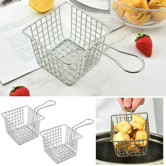 TIMIFIS Fried basket 2pc Stainless Steel Frying Basket Snack Basket French Fries Frying Basket Chicken Filter Oil Drying Restaurant Decoration Basket kitchen gadgets Kitchen Gadgets