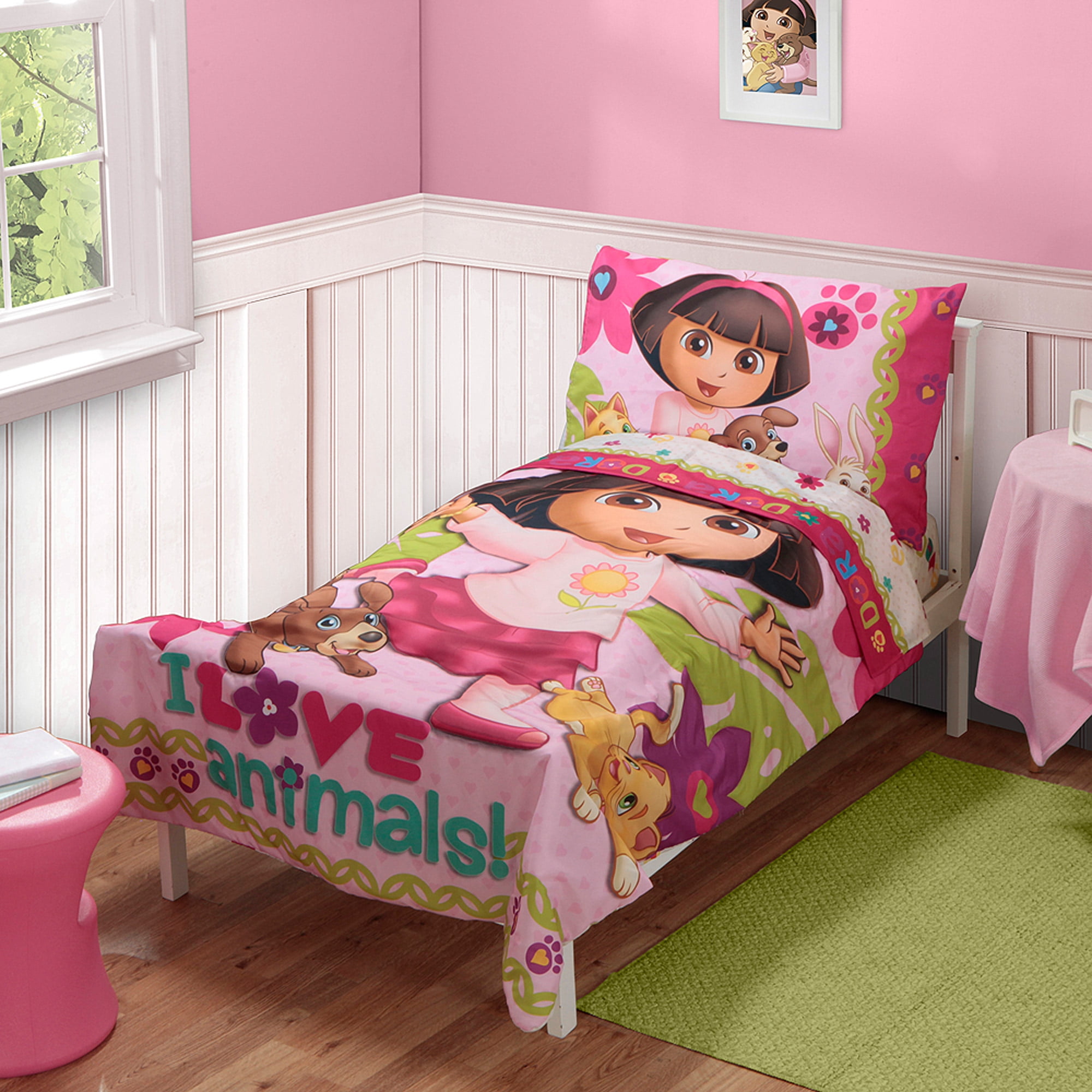 Good Looking dora bedding set twin Dora Explorer Toddler Bedding Set Love Animals Bed Walmart Com