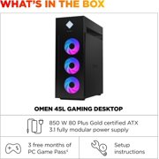 HP OMEN 45L Gaming Desktop, Intel Core Ultra 7 265K, 16GB DDR5 RAM, 1TB SSD, GeForce RTX 5070 12GB GDDR7, Microsoft Copilot, Windows 11 Pro, Black