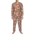thumbnail image 3 of Fuzoiu Cute Little Fox Print Men's Long-Sleeved Pajama,Lounge Button Down Nightwear,Mens Notch Collar Pajama Set -X-Large, 3 of 7