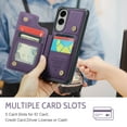 thumbnail image 2 of Dteck for Samsung Galaxy S25 Edge Wallet Case with Card Holder & Wrist Strap, RFID Blocking Credit Slots Kickstand Shockproof Phone Cover for Women Men,Purple, 2 of 4