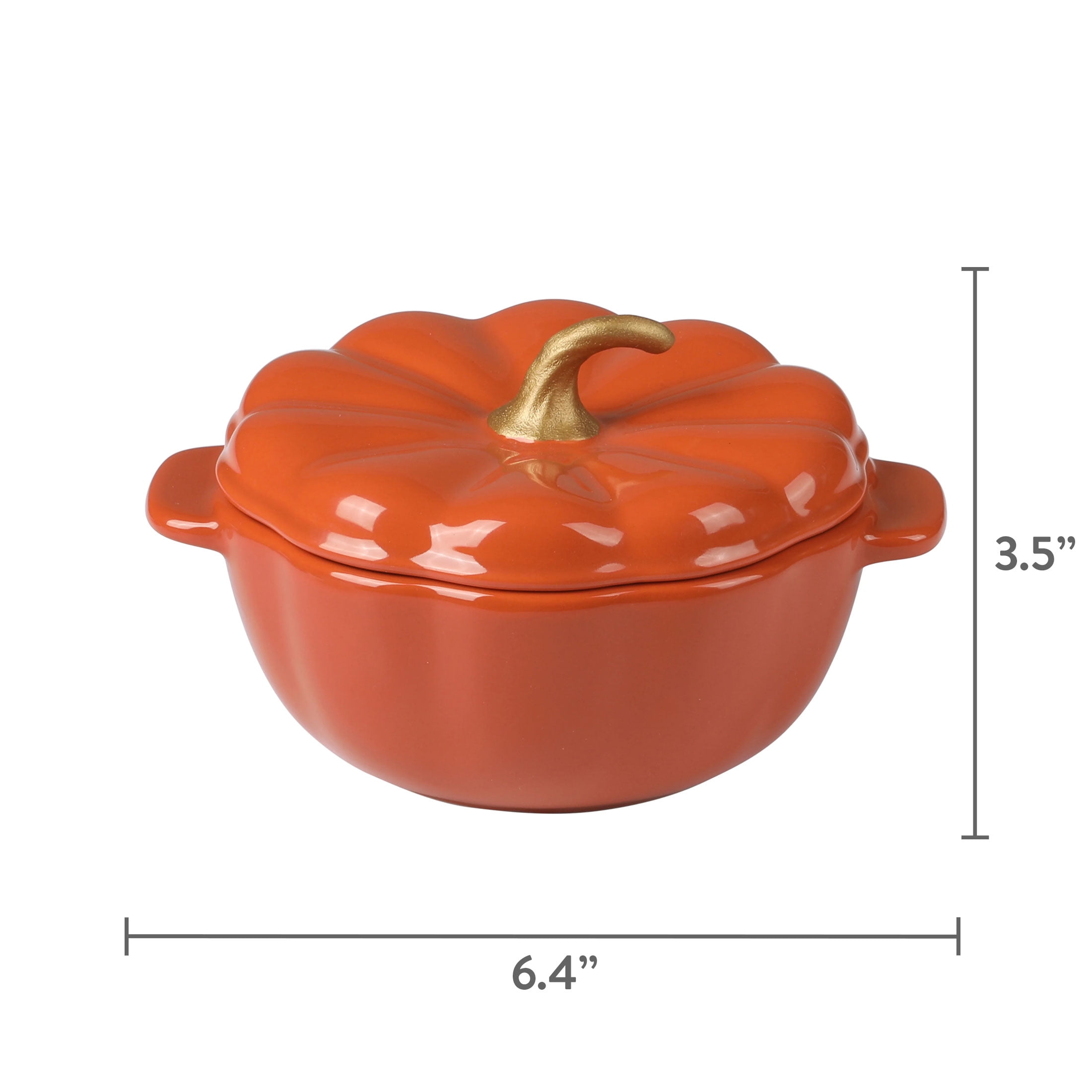 The Pioneer Woman .5 Quart Pumpkin Stoneware Mini Cocottes with Lids, Orange, Set of 3