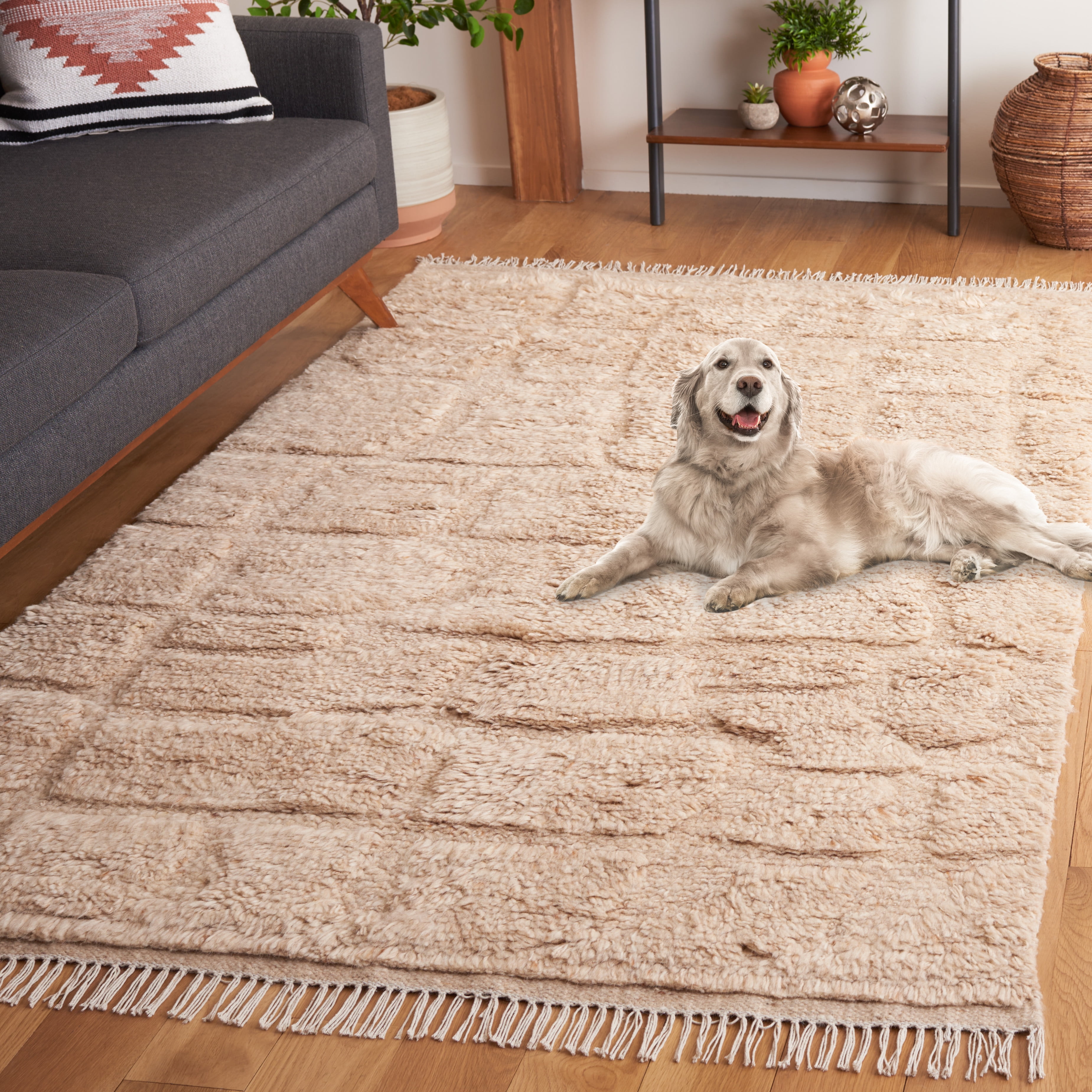 SAFAVIEH Kenya Chanelle Distressed Area Rug, Beige, 4' x 6'