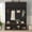 Black, variant on 59" Farmhouse Hall Tree with Bench & Storage, 4-in-1 Entryway Organizer with 4 Cabinets, 4 Hooks, Open Compartments, Wood-Grain Accent, for Hallway, Mudroom, White