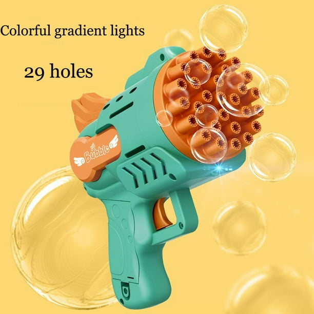 Pistola de burbujas eléctrica automática para niños, juguete de cohete de jabón, máquina de burbujas al aire libre, fiesta de boda, luz LED, regalos de cumpleaños Fivean unisex