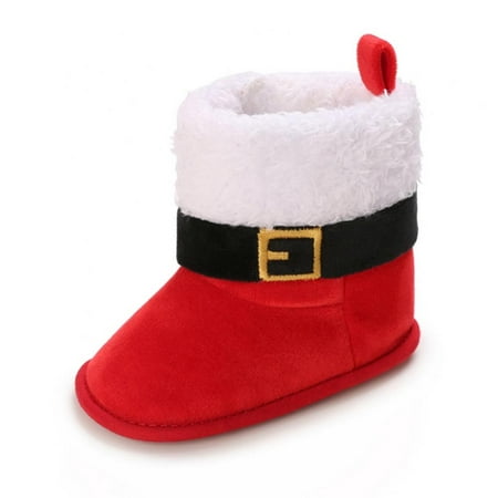

Newborn Baby Boy Girl Christmas Santa Snow Fleece Booties Slippers Sole Anti-Slip First Walkers Socks Cosplay