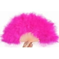 thumbnail image 3 of Handheld Marabou Feather Fan, 1920s Vintage Style Flapper Hand Fan for Costume Party and Dancing-Fuchsia, 3 of 7