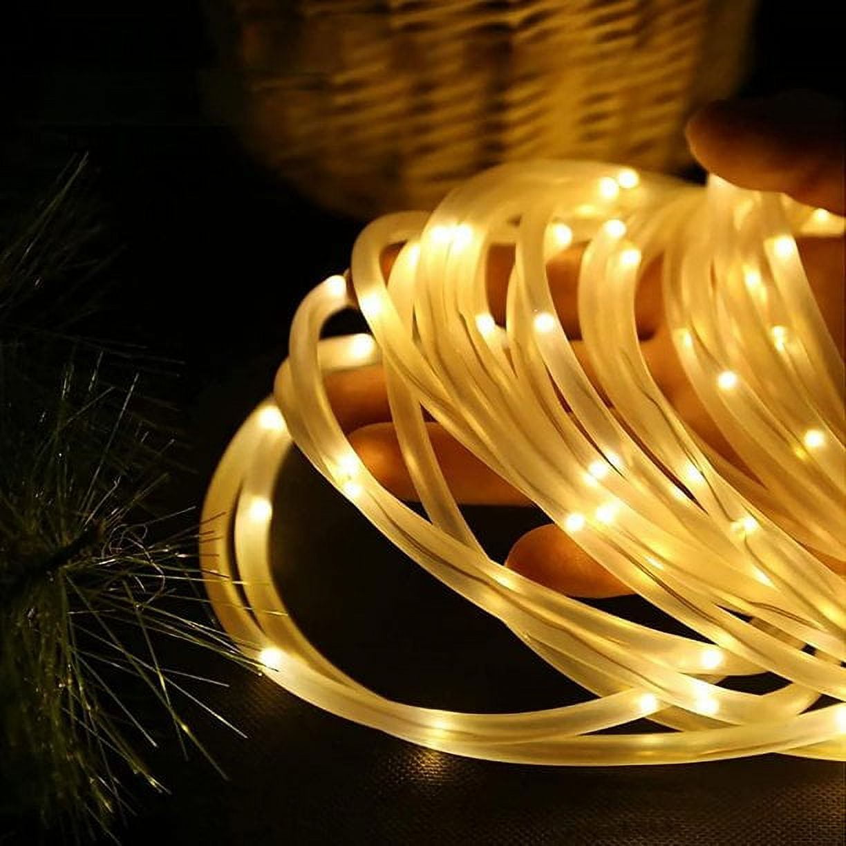 Solar Rope Lights Outdoor Waterproof,Solar Rope Light 72FT 200 LEDs, Outdoor LED Copper Fairy String Tube Lights,Outdoor String Lights for Christmas Holiday Tree Decoration Lighting (Warm White)