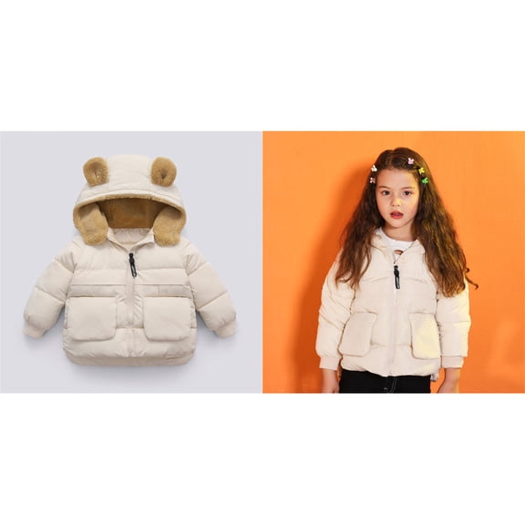 Baby Boys Winter Coat,Toddler Puffer Coat Cute Bear Ear Hooded Jackets with Pockets Long Sleeve Light Winter Coats for Toddler Baby Girls Baby Girl Jacket Baby Girl Winter Clothes
