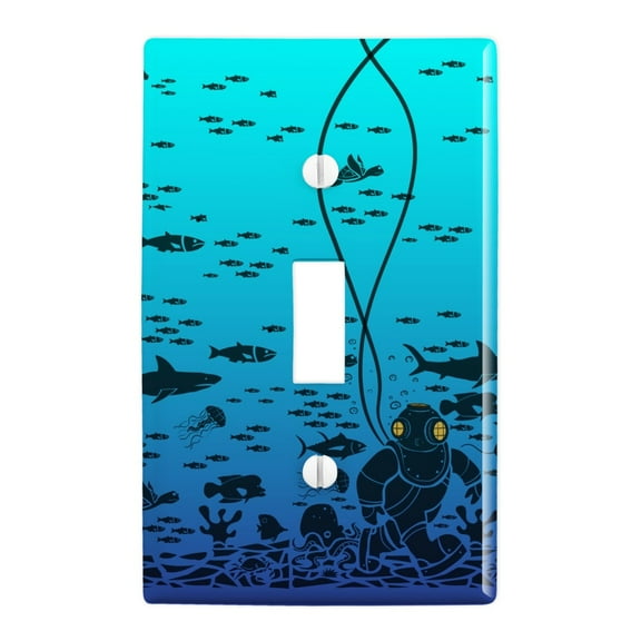 Diver Retro Ocean Sea Diving Plastic Wall Decor Toggle Light Switch Plate Cover