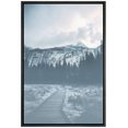 thumbnail image 4 of IDEA4WALL Framed Canvas Art Wall Decor Blue Wash Out Small Road with Mountains Landscape Wilderness Photography Minimalism Modern Scenic Relax/Calm Duotone for Dorm Home Office - 16"x24", 4 of 5