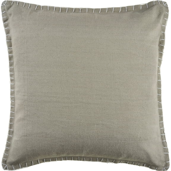 Ox Bay Wilma 24" x 24" Taupe Stitch Bordered Cotton Adult Decorative Throw Pillow