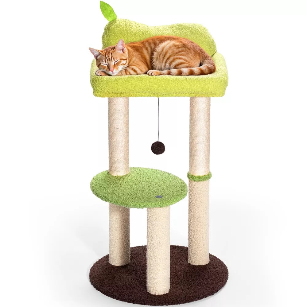 Fenbeli 32'' Cat Tree with Sisal Scratching Posts, Cat Tower for Indoor with Jump Platform, Cat Furniture Activity Center, Cyan