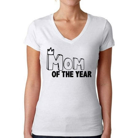 Awkward Styles Women's Mom Of The Year V-neck T-shirt For The Best
