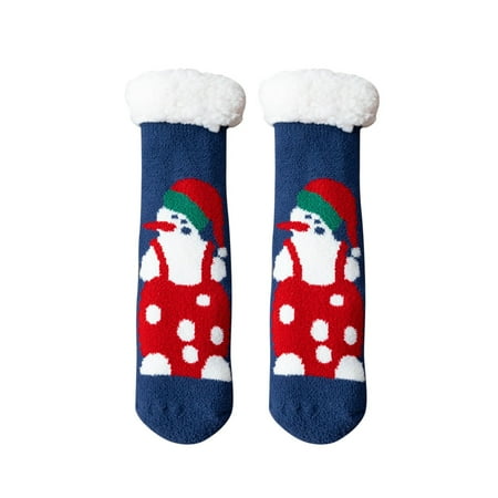 

TAIAOJING Women Winter Christmas Printing Velvet Thickened Coral Velvet Floor Cotton Socks Sleep Towel Socks Casual Socks