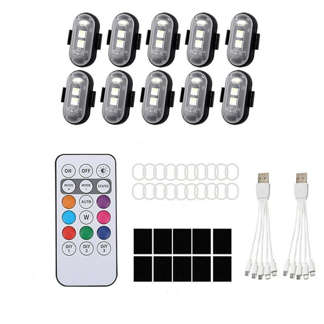 Mode Télécommande Lumière Stroboscopique LED Colorée Rechargeable Sans Fil Lampe d'Avertissement pour Moto
