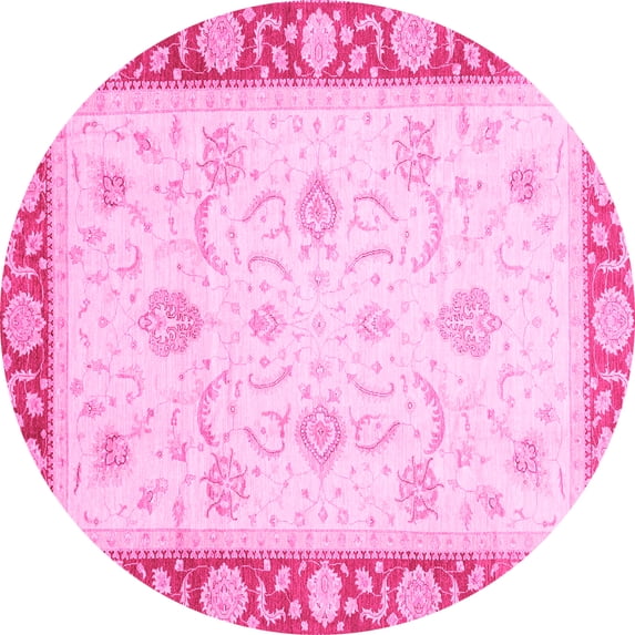 Ahgly Company Indoor Round Abstract Pink Modern Area Rugs, 5' Round