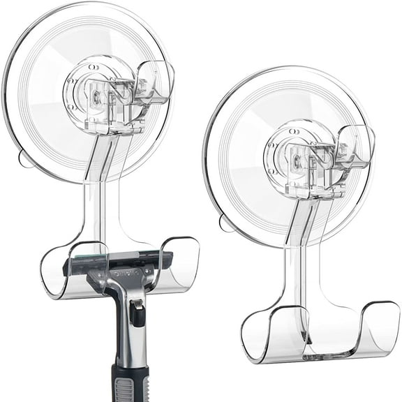 Quntis Large Suction Cup Hooks, 2 Pack Shower Razor Holder - Heavy Duty Reusable Vacuum Wreath Hanger, Damage Free Wall Hooks for Bathroom Kitchen Towel Loofah Sponge Key Christmas Decorations