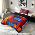 thumbnail image 2 of Manfei Rainbow Stripe Twin Comforter Sets, Vintage Geometric Bedding Set, Multicolor, Black Reversible 2-Piece, 1 Comforter and 1 Pillowcase, 2 of 6